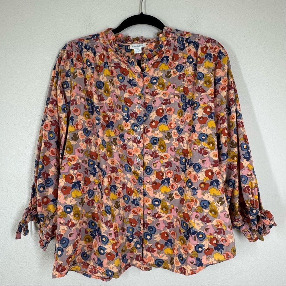 Sundance Long Sleeve Ashton Blouse Floral Boho Button Down Top Women’s Medium